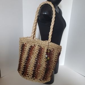 NWOT Sun N Sand Hobo Boho Chic Large Straw Handbag Purse Unique Retro Rare